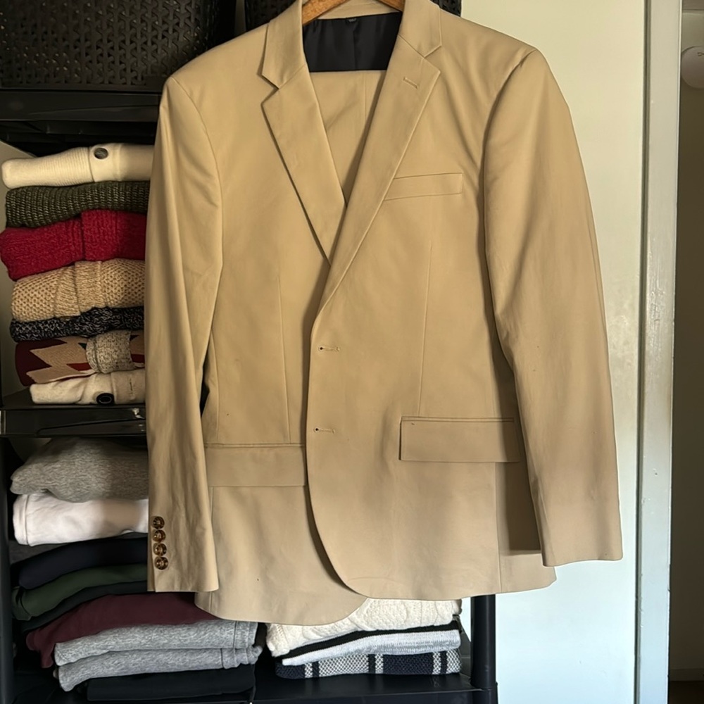 Never worn J crew tan Thompson suit